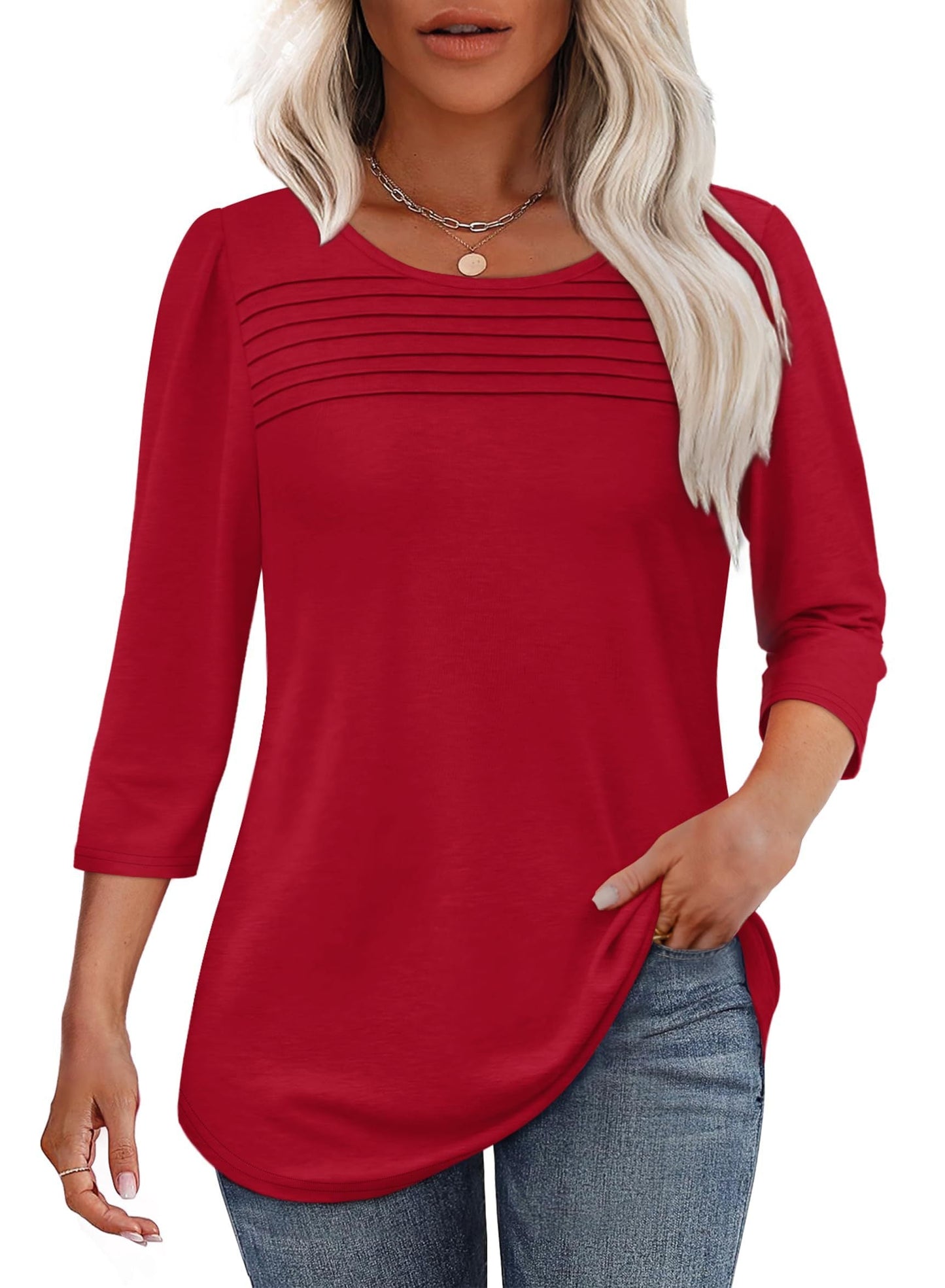 Mona | Pleated 3/4 Sleeve Top