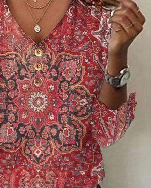 Arabella | Red Print Classic Top